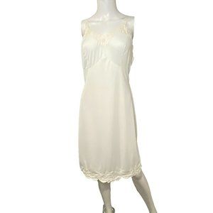 RARE Vintage Carol Brent Nylon White Embroidered Slip Flowers Shadow Panel 38/18
